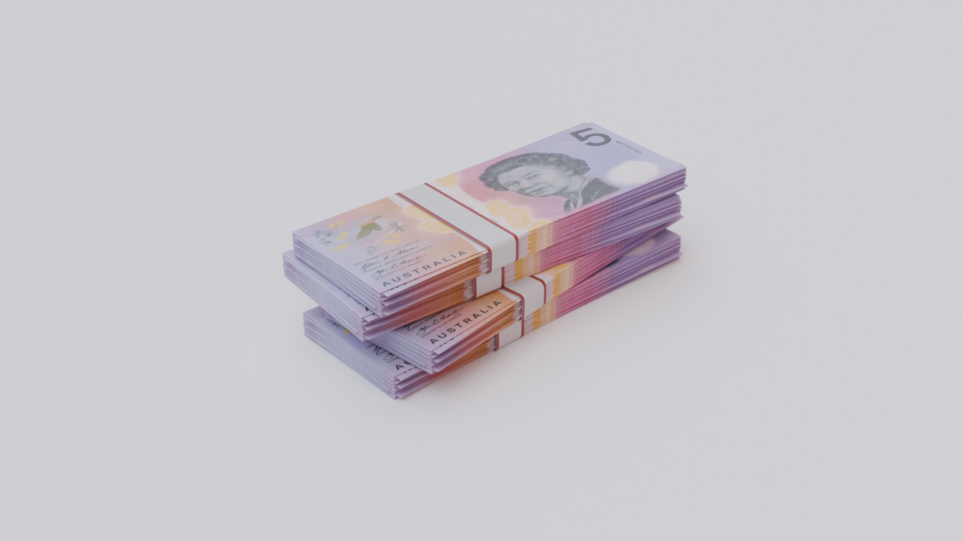 Five Australian dollar Currency Low-poly 3D model_3