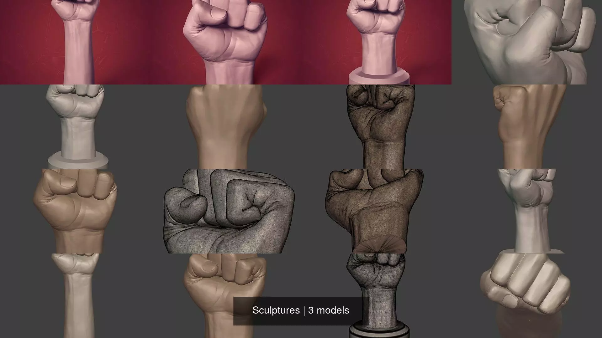 Hand - Fist Sculptures -- Figurine - Statue --3D Print Ready 3D Model Collection_0