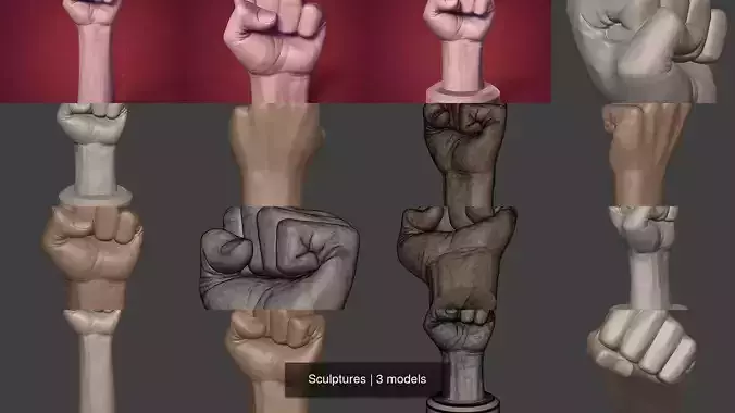 Hand - Fist Sculptures -- Figurine - Statue --3D Print Ready 3D Model Collection