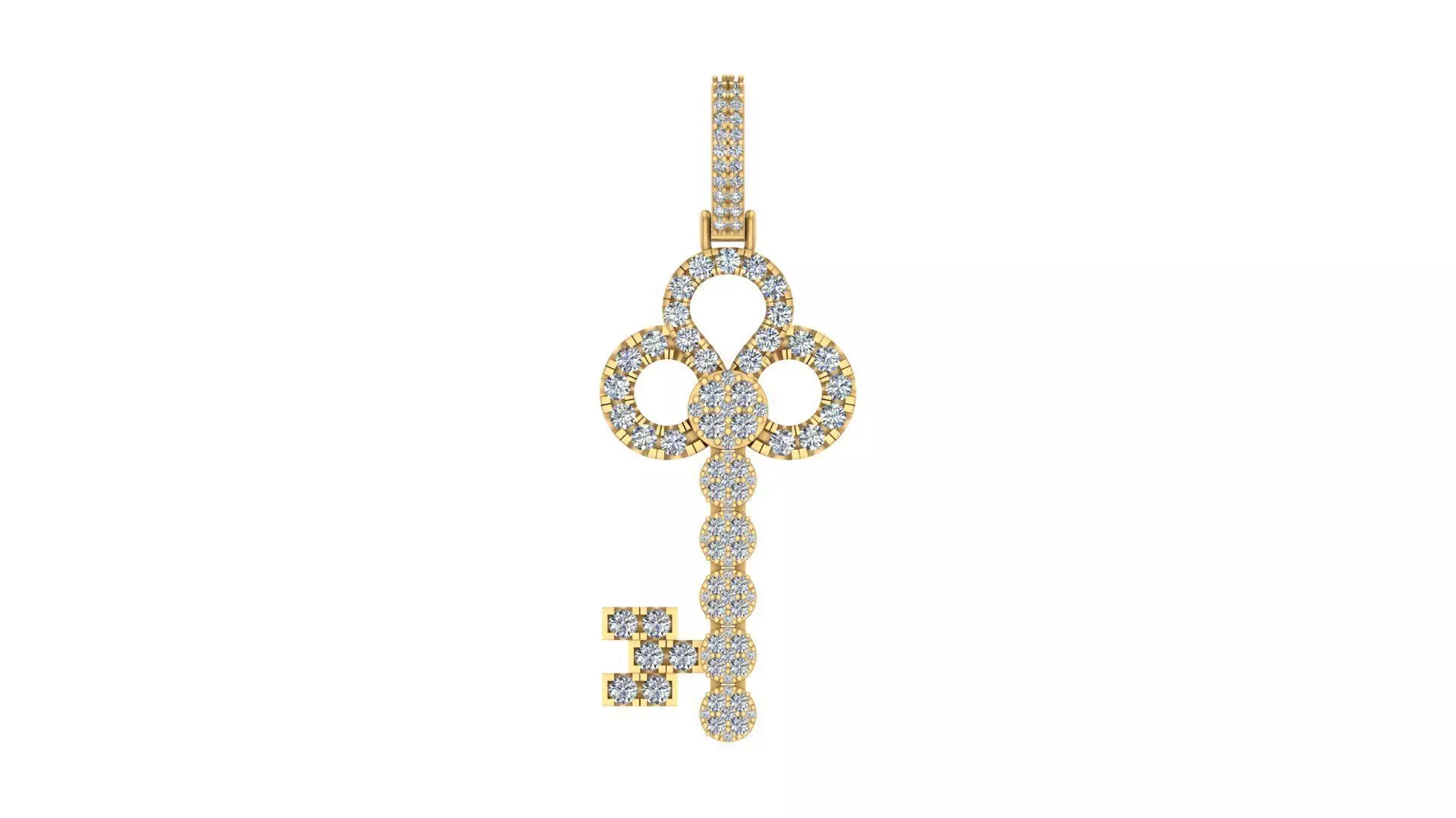 Luxurious Diamond-Studded Key Pendant 3D print model