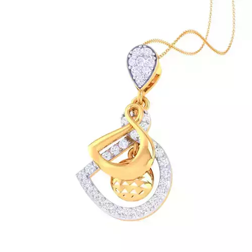 3D Printable Cad jewelry design of Lady diamond Pendant