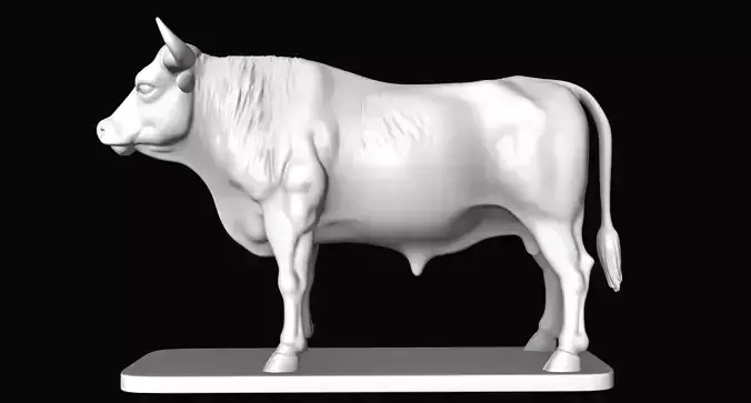 Chianina Bull in relax mode High Poly Watertight for 3D Printing