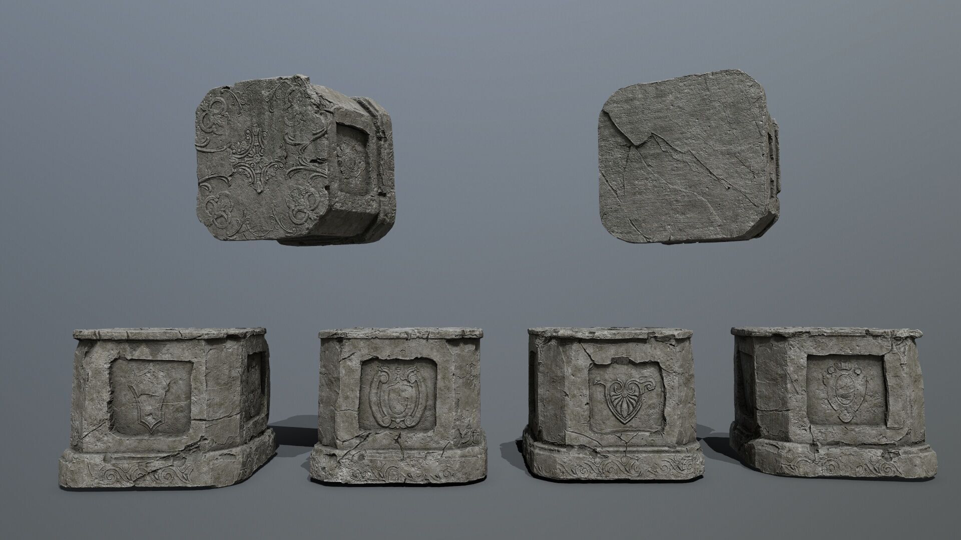 Ruin set Low-poly 3D model_2