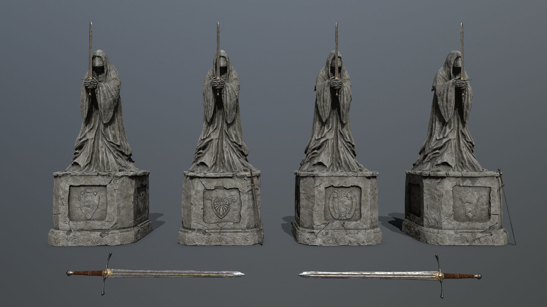 Ruin set Low-poly 3D model_1