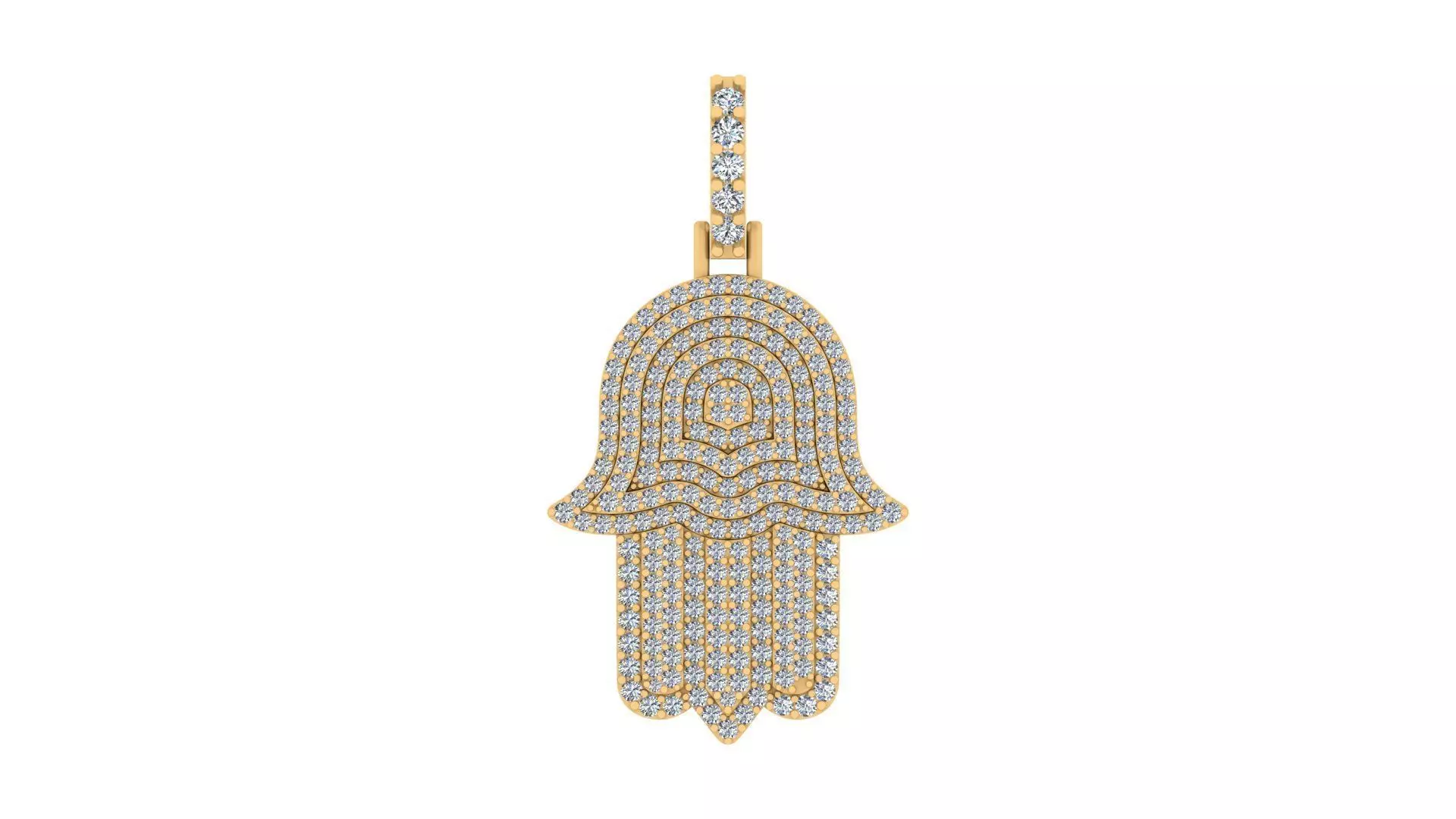 Exquisite Diamond-Encrusted Hamsa Hand Pendant 3D print model