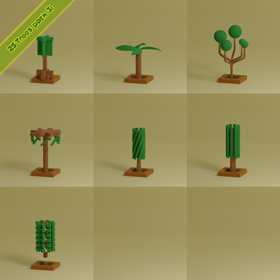 Low Poly Trees Collection - 25 trees pack 3 Low-poly 3D model_6