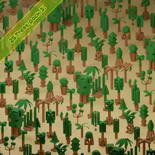 Low Poly Trees Collection - 25 trees pack 3 Low-poly 3D model