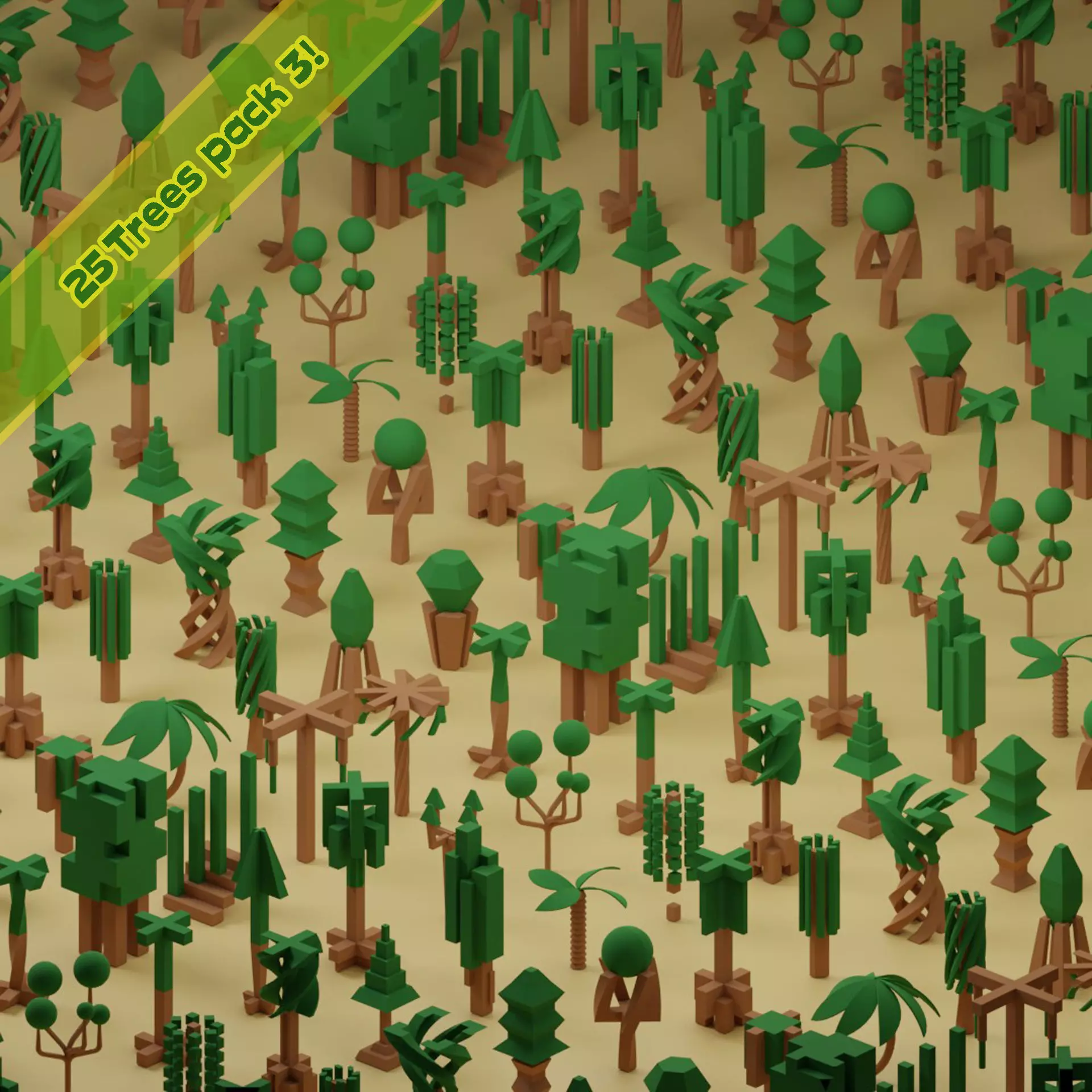 Low Poly Trees Collection - 25 trees pack 3 Low-poly 3D model_0