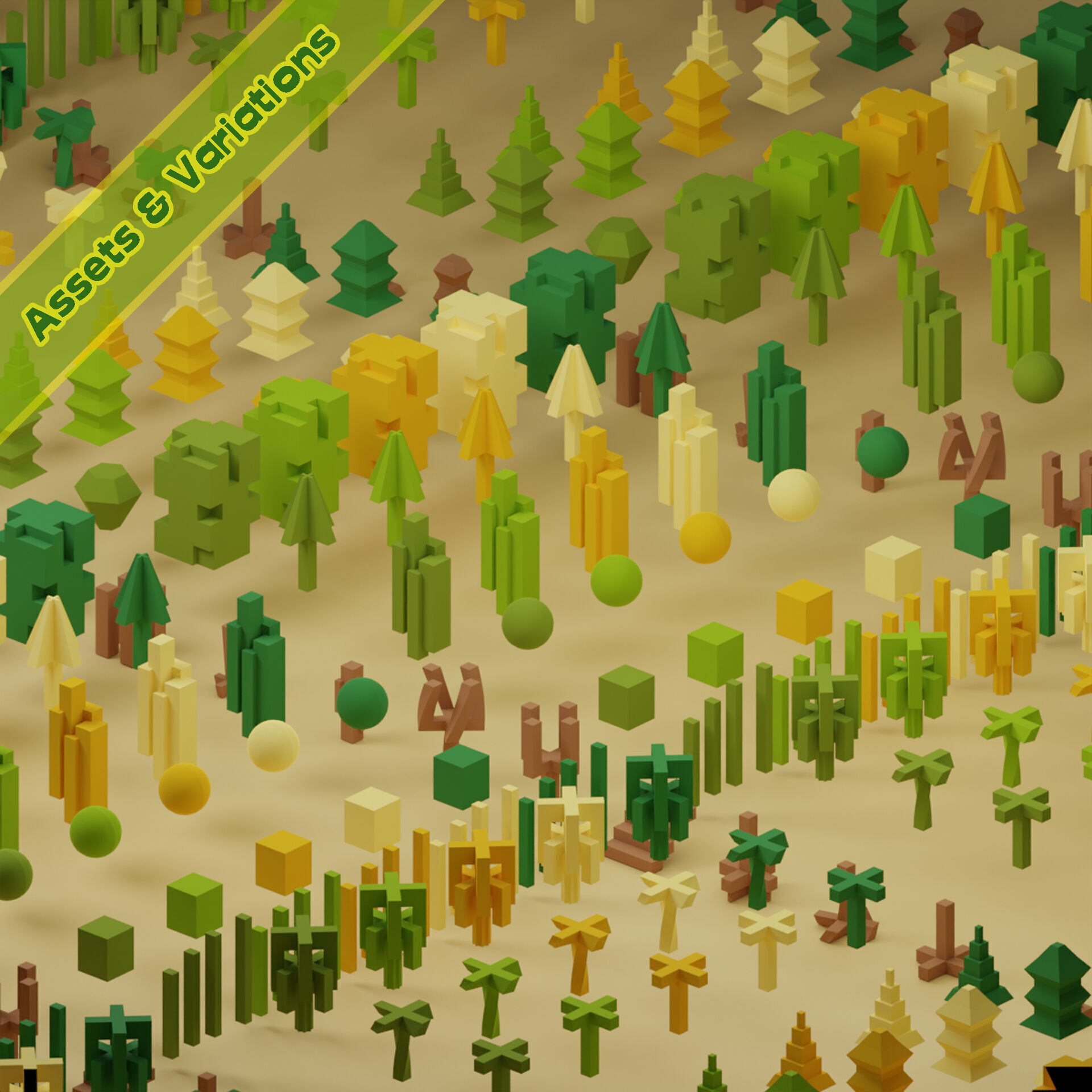 Low Poly Trees Collection - 25 trees pack 3 Low-poly 3D model_1