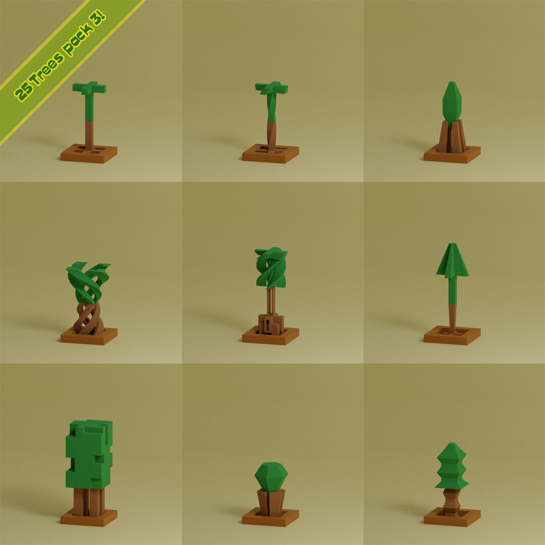 Low Poly Trees Collection - 25 trees pack 3 Low-poly 3D model_4
