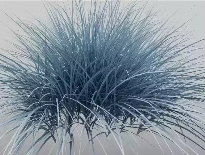 Model of green plants with blue grass clumps 3D model