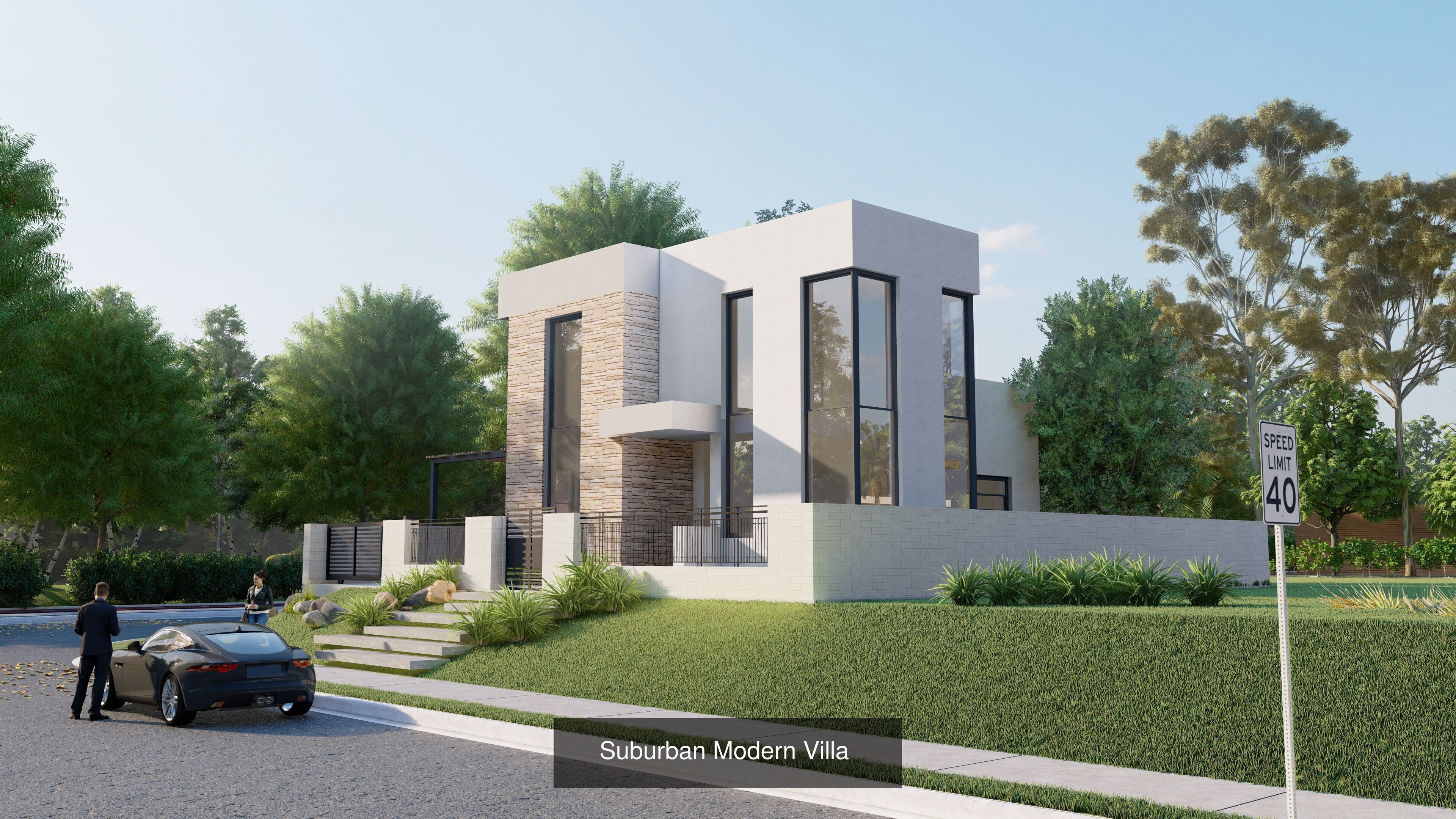 Modern Suburban Houses 3D Model Collection_5
