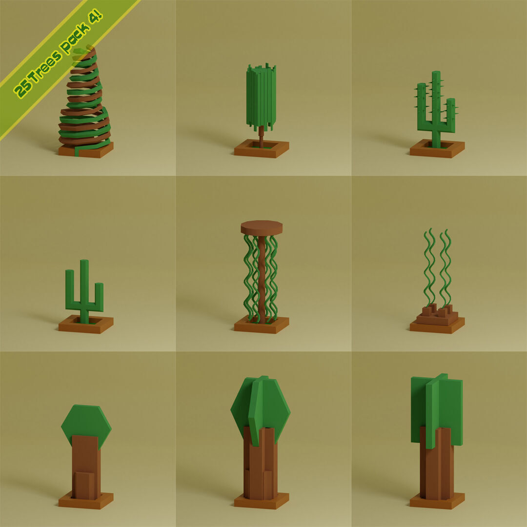 Low Poly Trees Collection - 25 trees pack 4 Low-poly 3D model_4