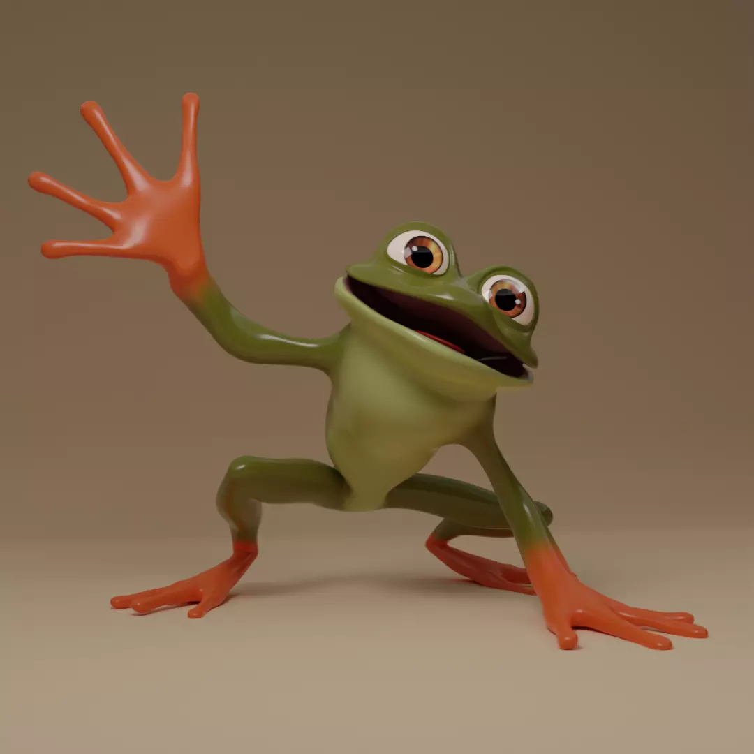 Stylized 3D Frog Model Rigged and Animation-Ready Low-poly 3D model
