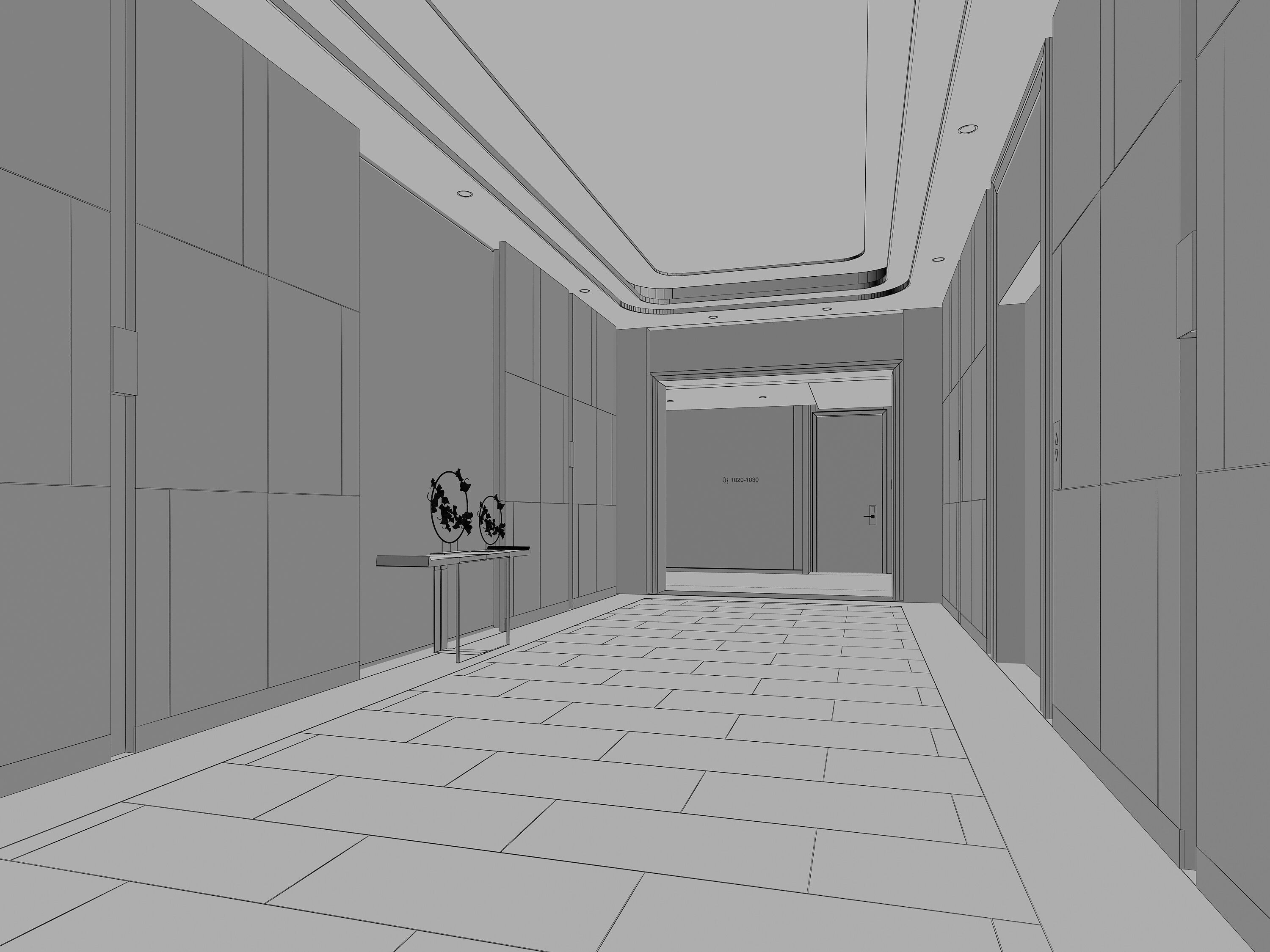 Hotel hallway  3D model_9