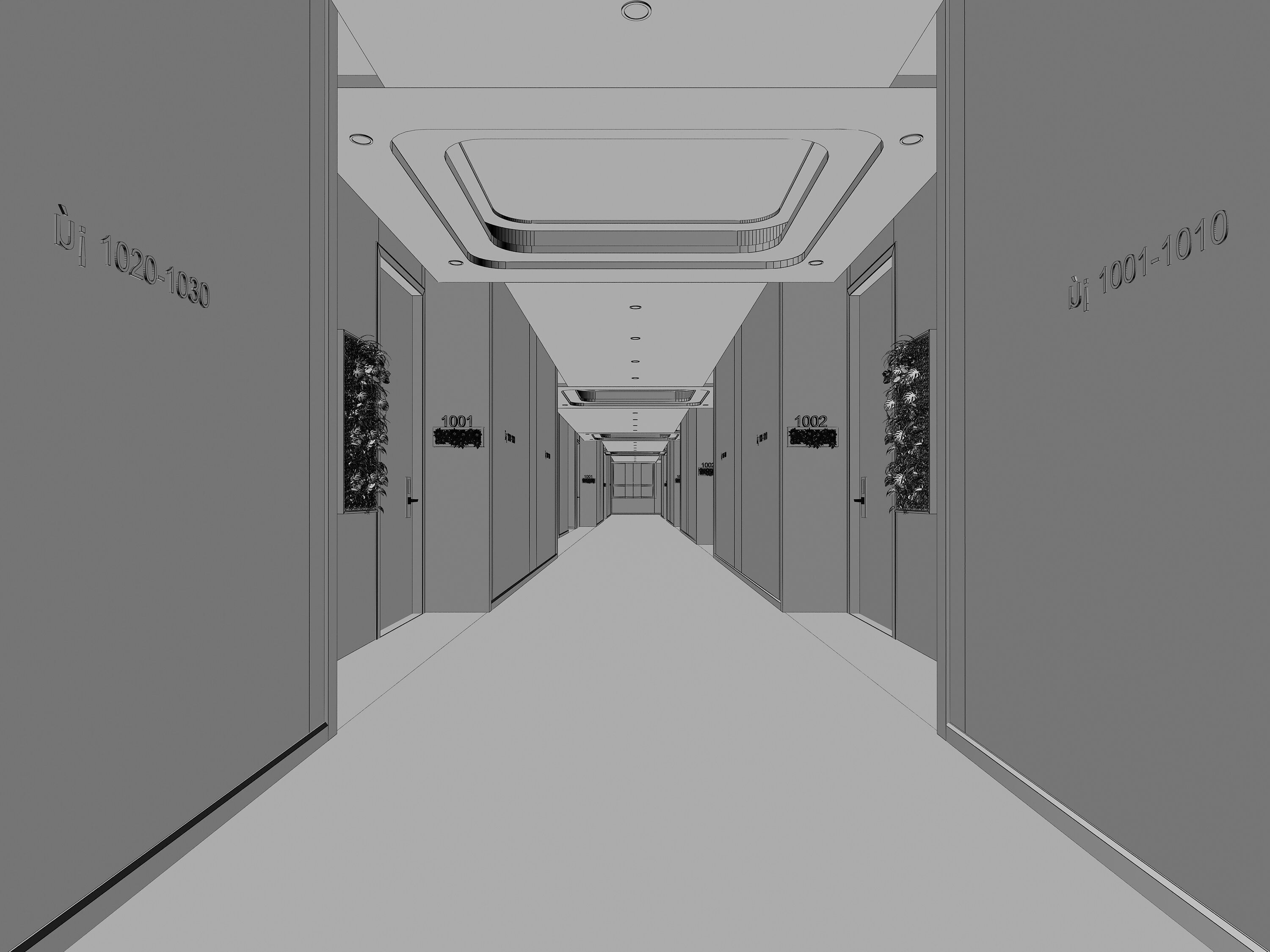 Hotel hallway  3D model_8