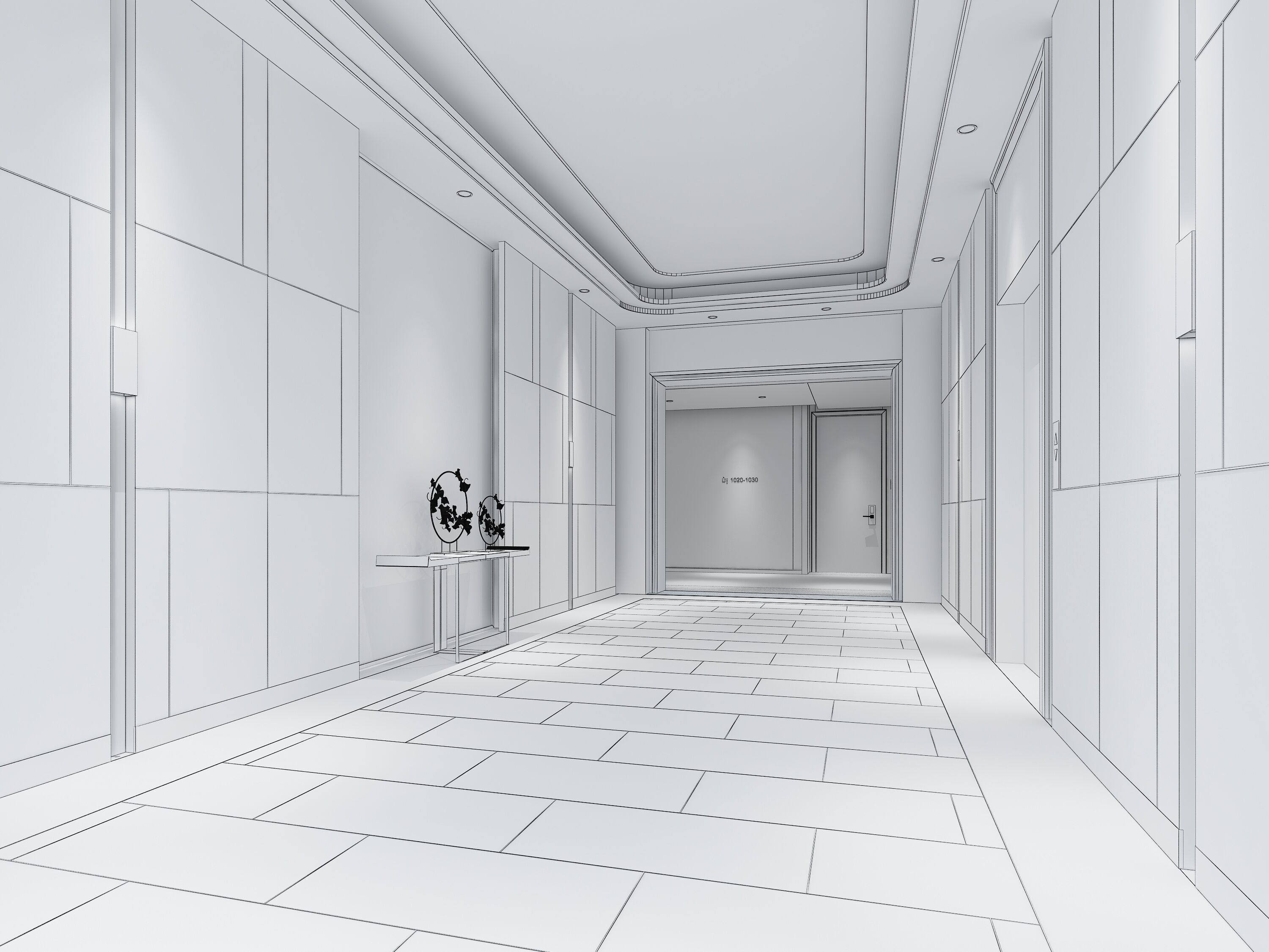 Hotel hallway  3D model_10