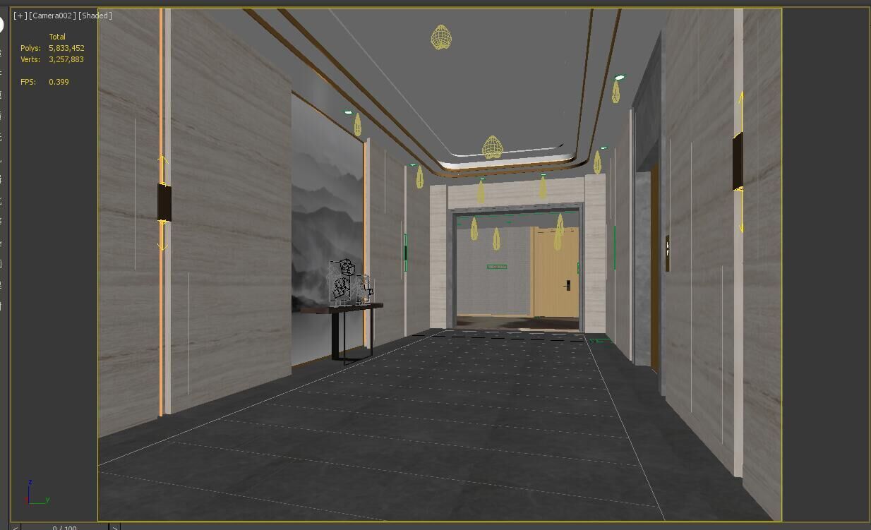 Hotel hallway  3D model_2