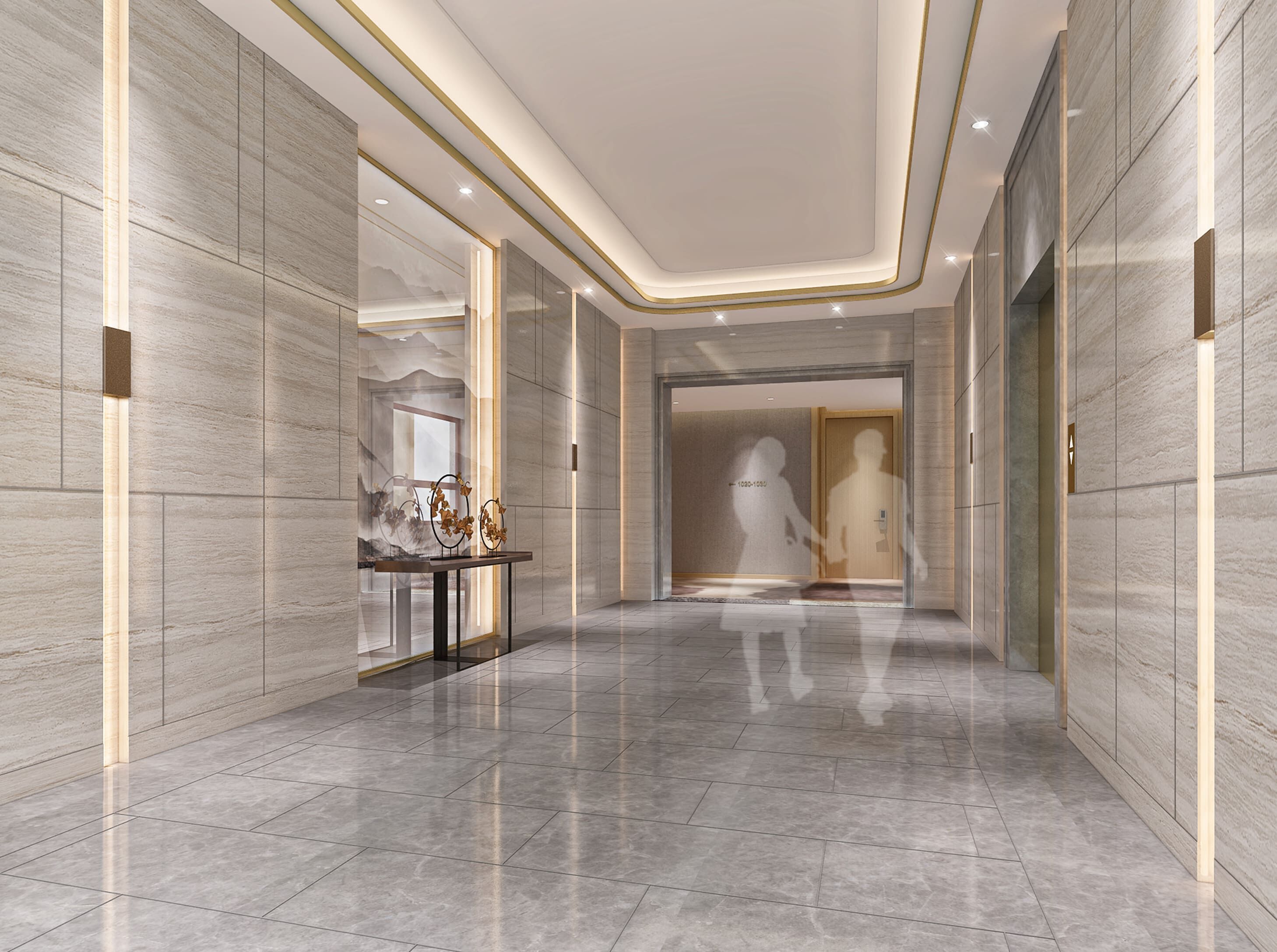 Hotel hallway  3D model_1
