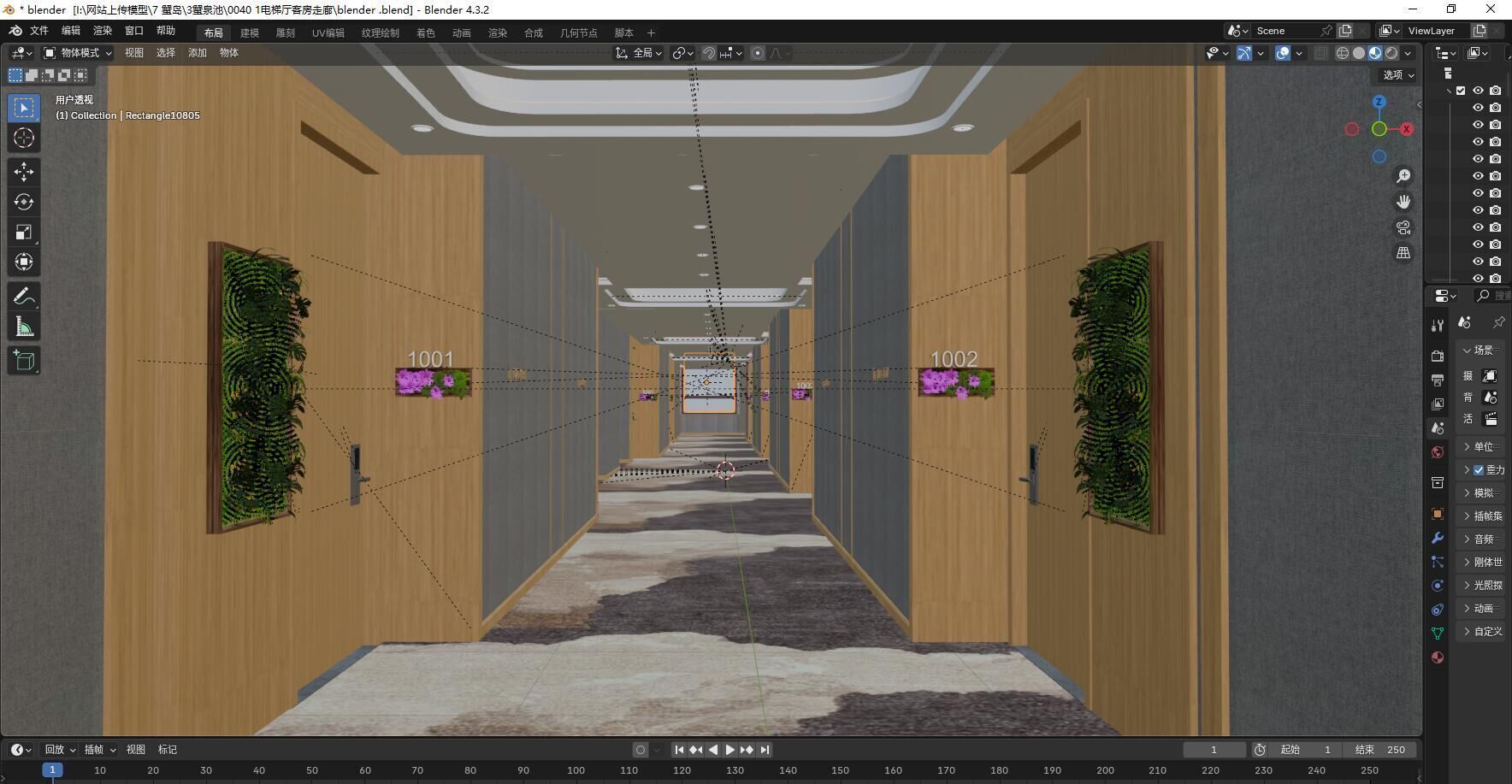 Hotel hallway  3D model_5