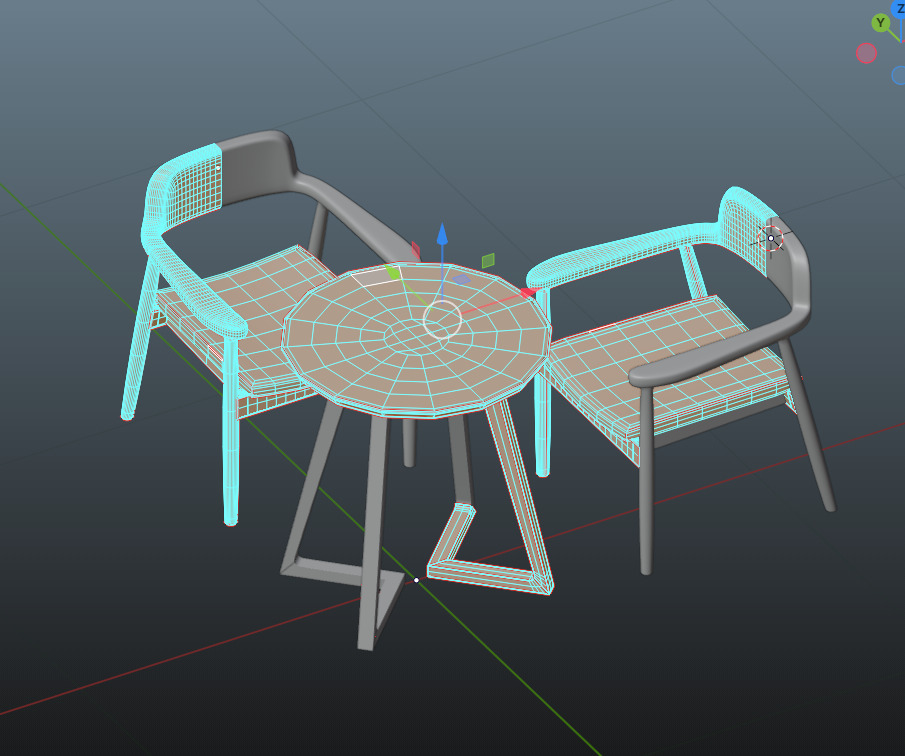 Round Table and Chairs 3D model_2