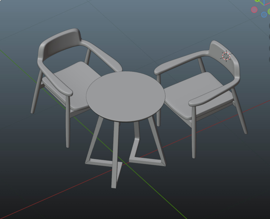 Round Table and Chairs 3D model_3