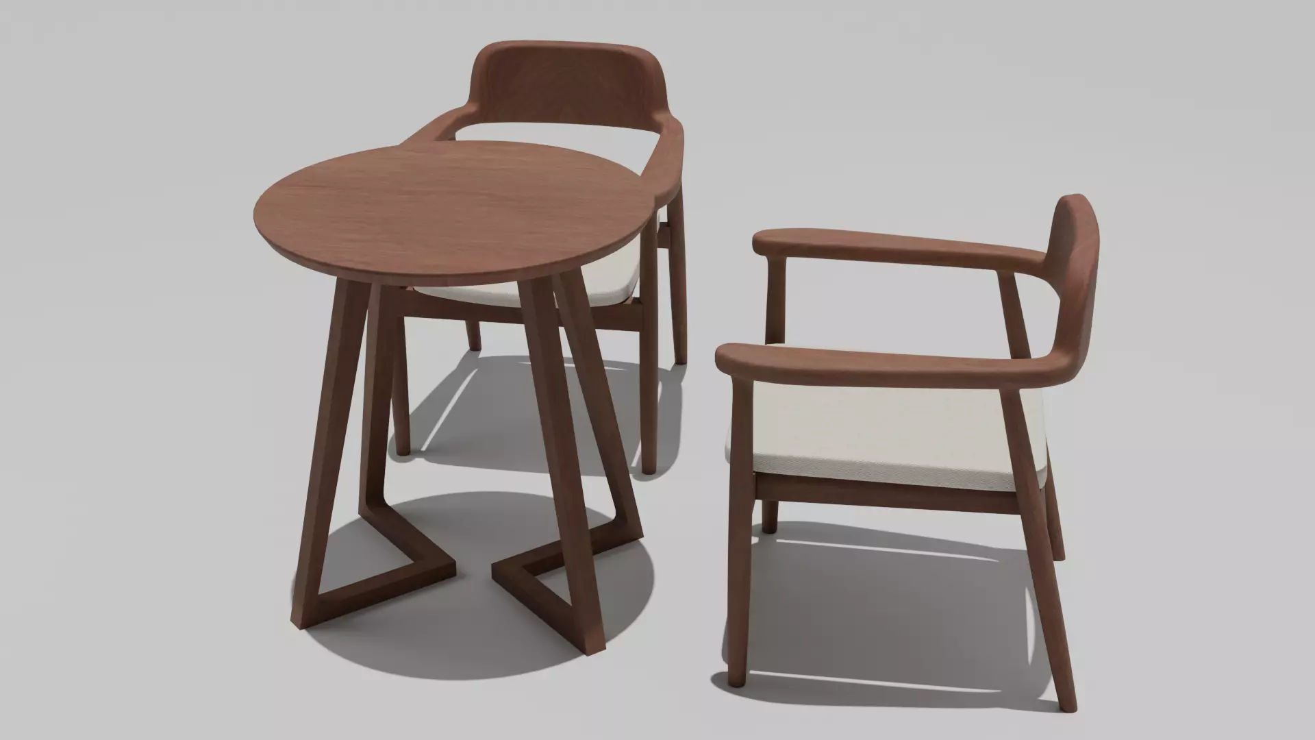 Round Table and Chairs 3D model_0