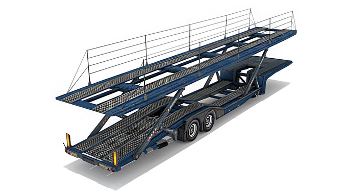 Car transporter trailer Low-poly 3D model