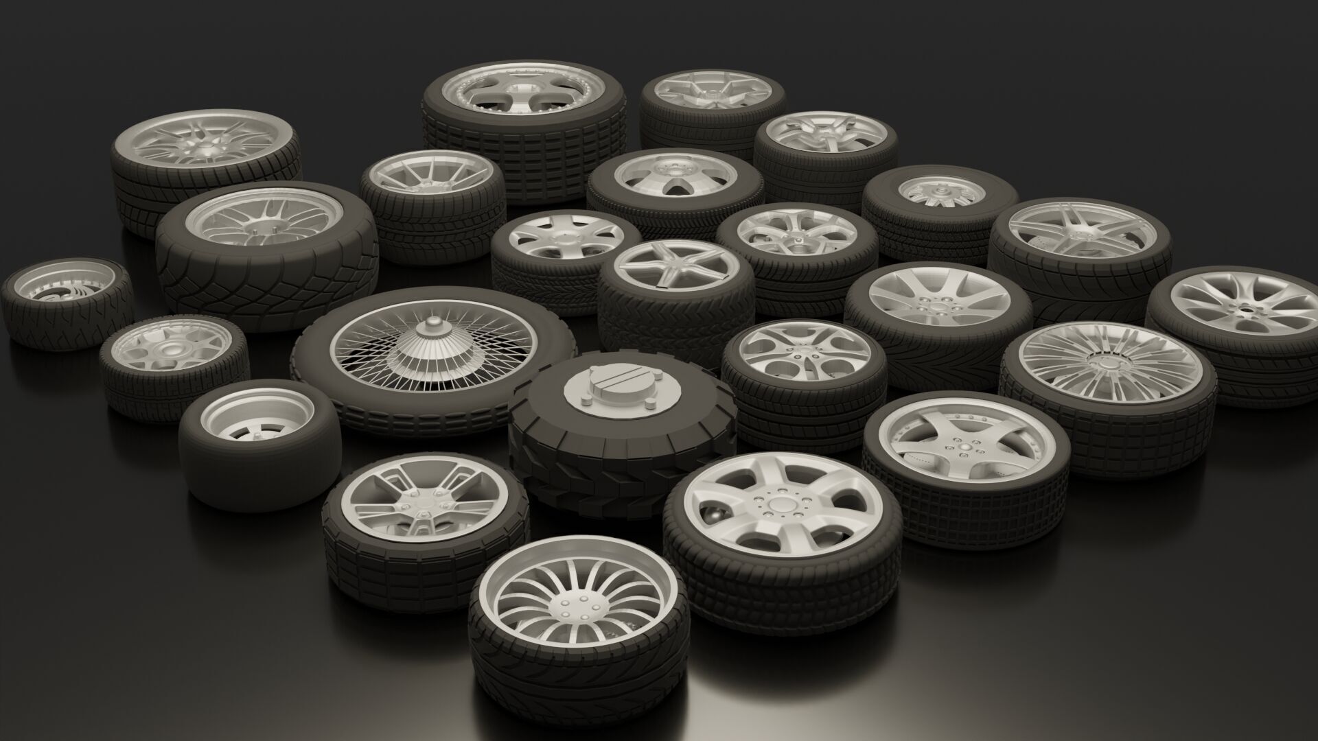 3D Pack of Rims and Wheels 3D model_2