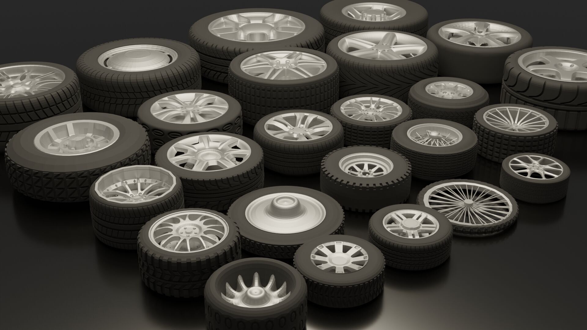 3D Pack of Rims and Wheels 3D model_3