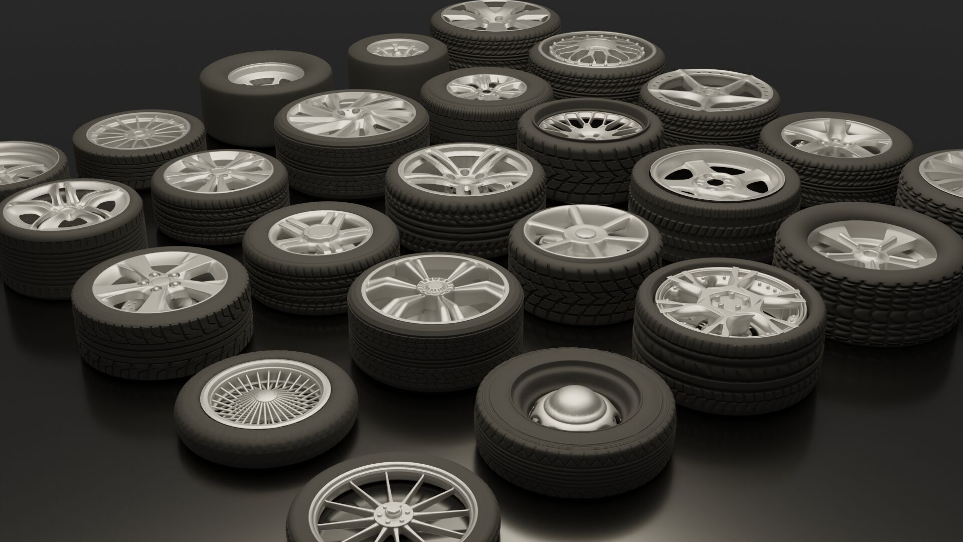 3D Pack of Rims and Wheels 3D model_1