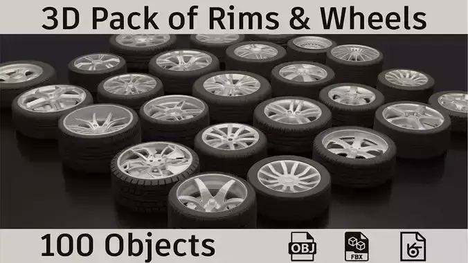 3D Pack of Rims and Wheels