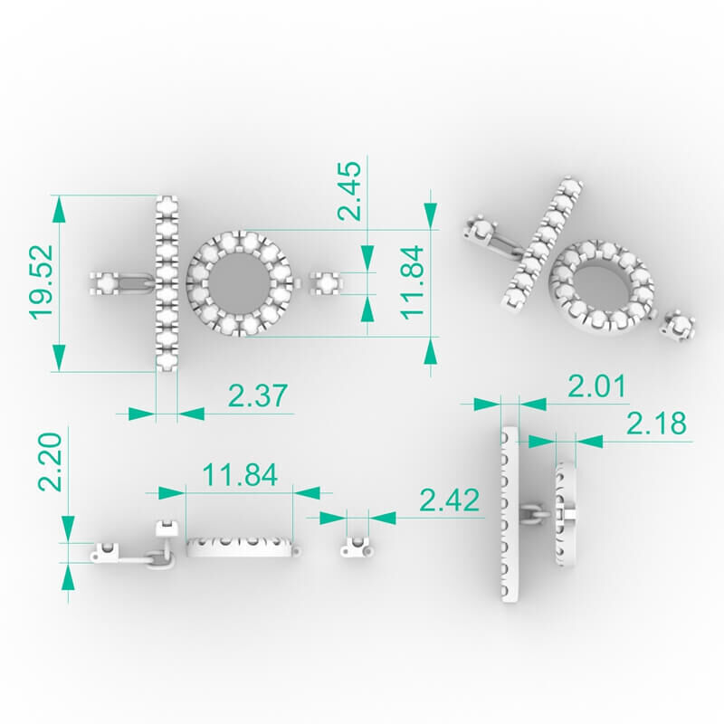 Diamond Tennis Bracelet with Toggle Clasp 3D print model_5