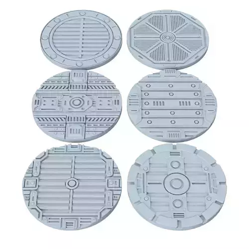 Sci-Fi Grated Floor Base Toppers 32mm Round Miniature Bases