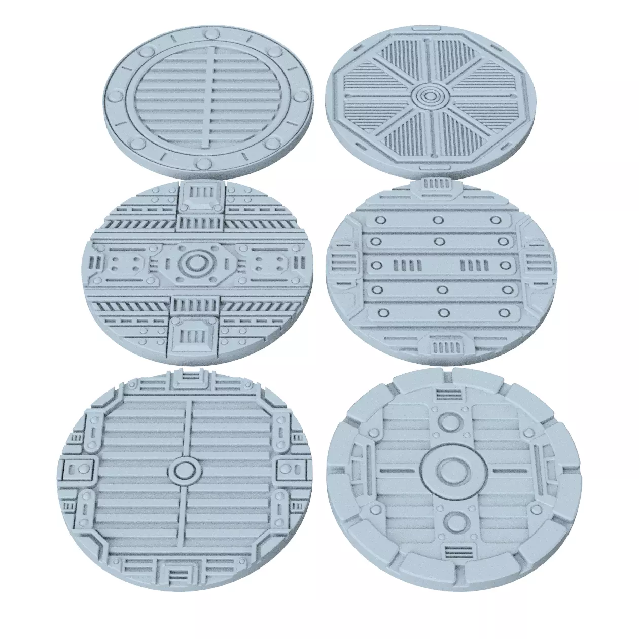Sci-Fi Grated Floor Base Toppers 32mm Round Miniature Bases 3D print model_0