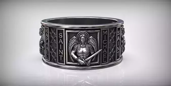 Archangels Protection Ring Saint Michael Gabriel Raphael Uriel 3D print model