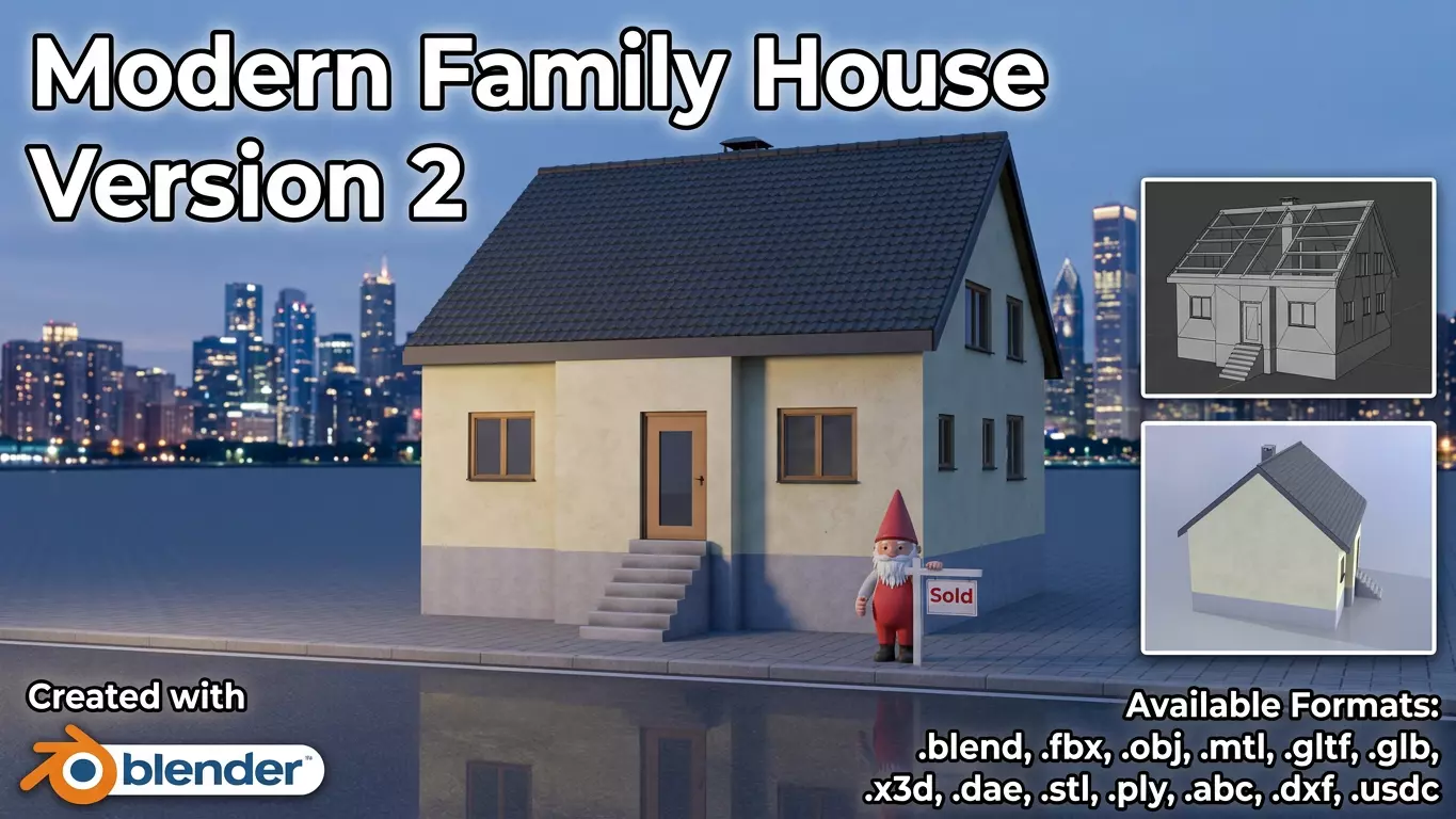 Modern single-family house version 2 R Low-poly 3D model
