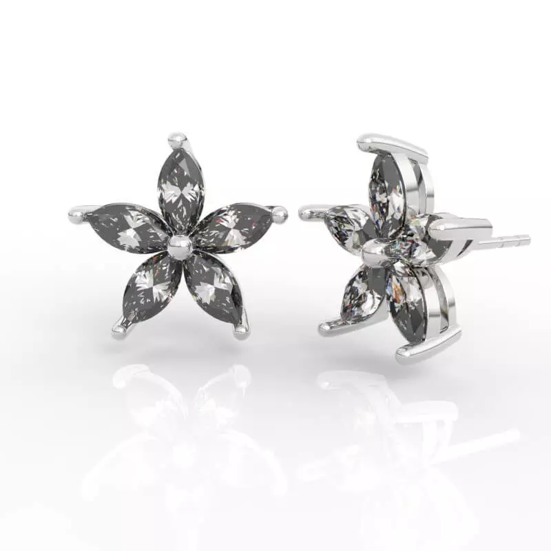 Flower-shaped diamond earrings 3D print model