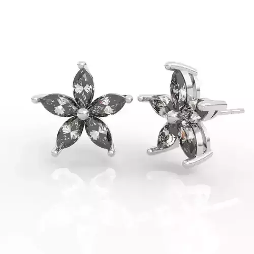 Flower-shaped diamond earrings 
