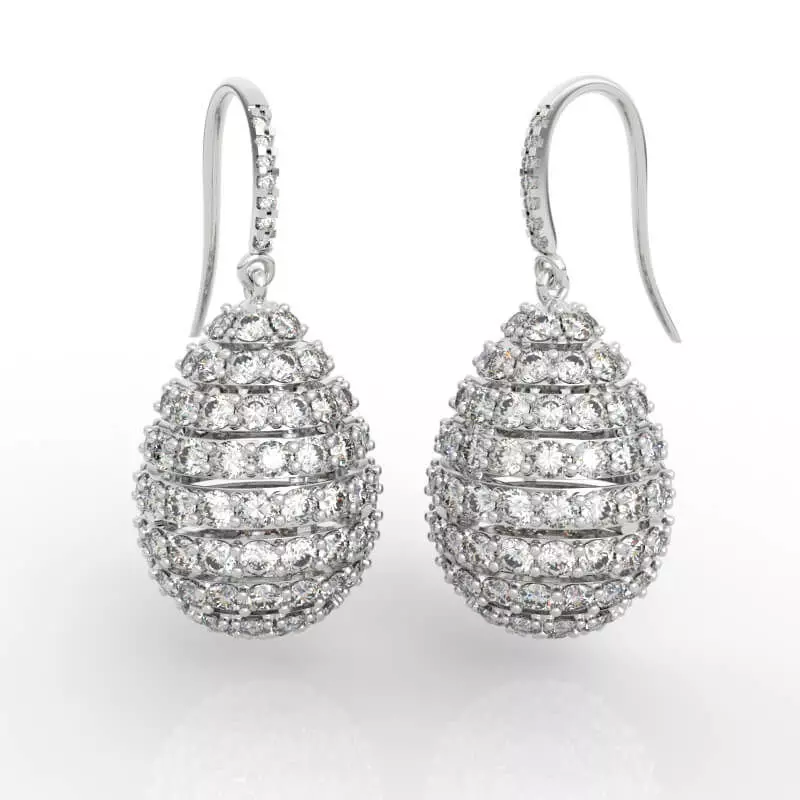 Diamond drop earrings 3D print model