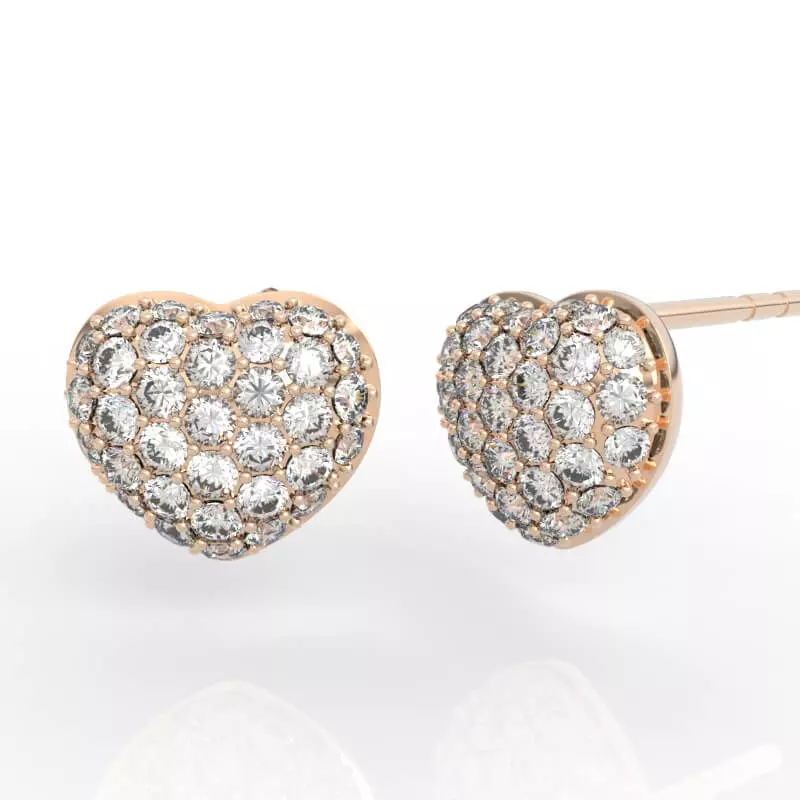 Heart-shaped diamond earrings 3D print model
