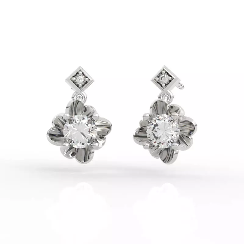 Floral Diamond Earrings 3D print model