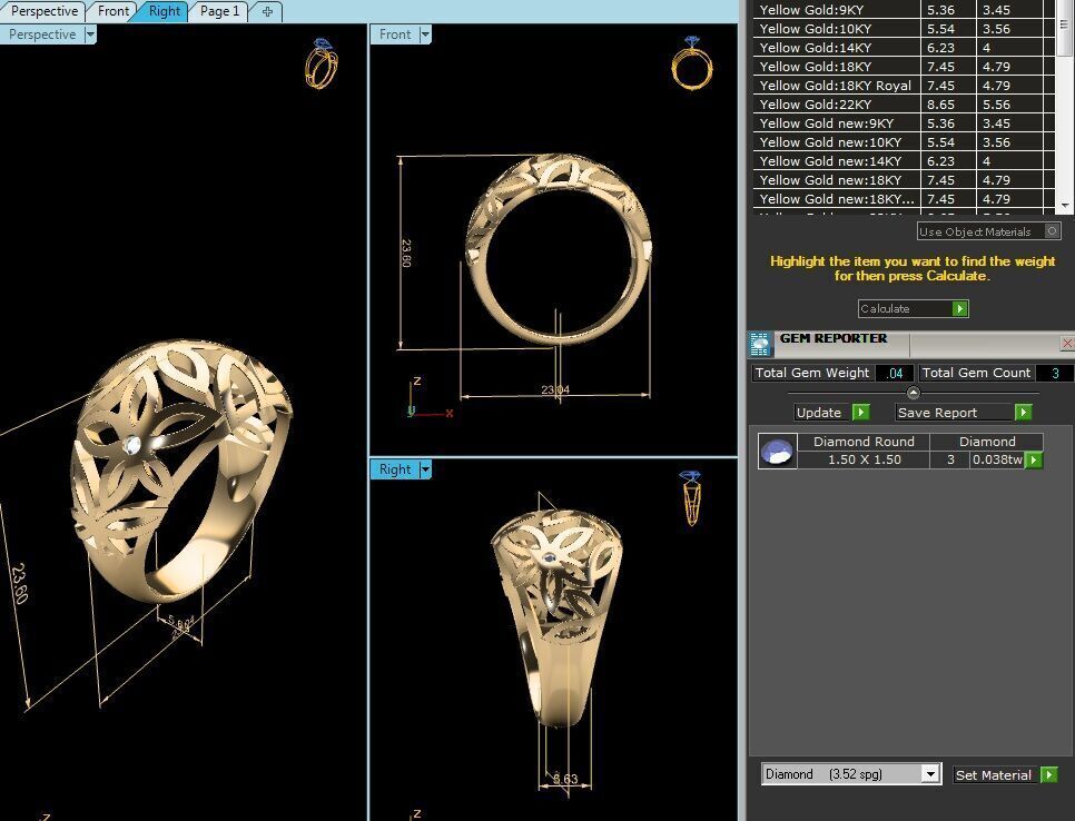 Women Ring Render 3dm STL OBJ FBX Details 3D print model_16