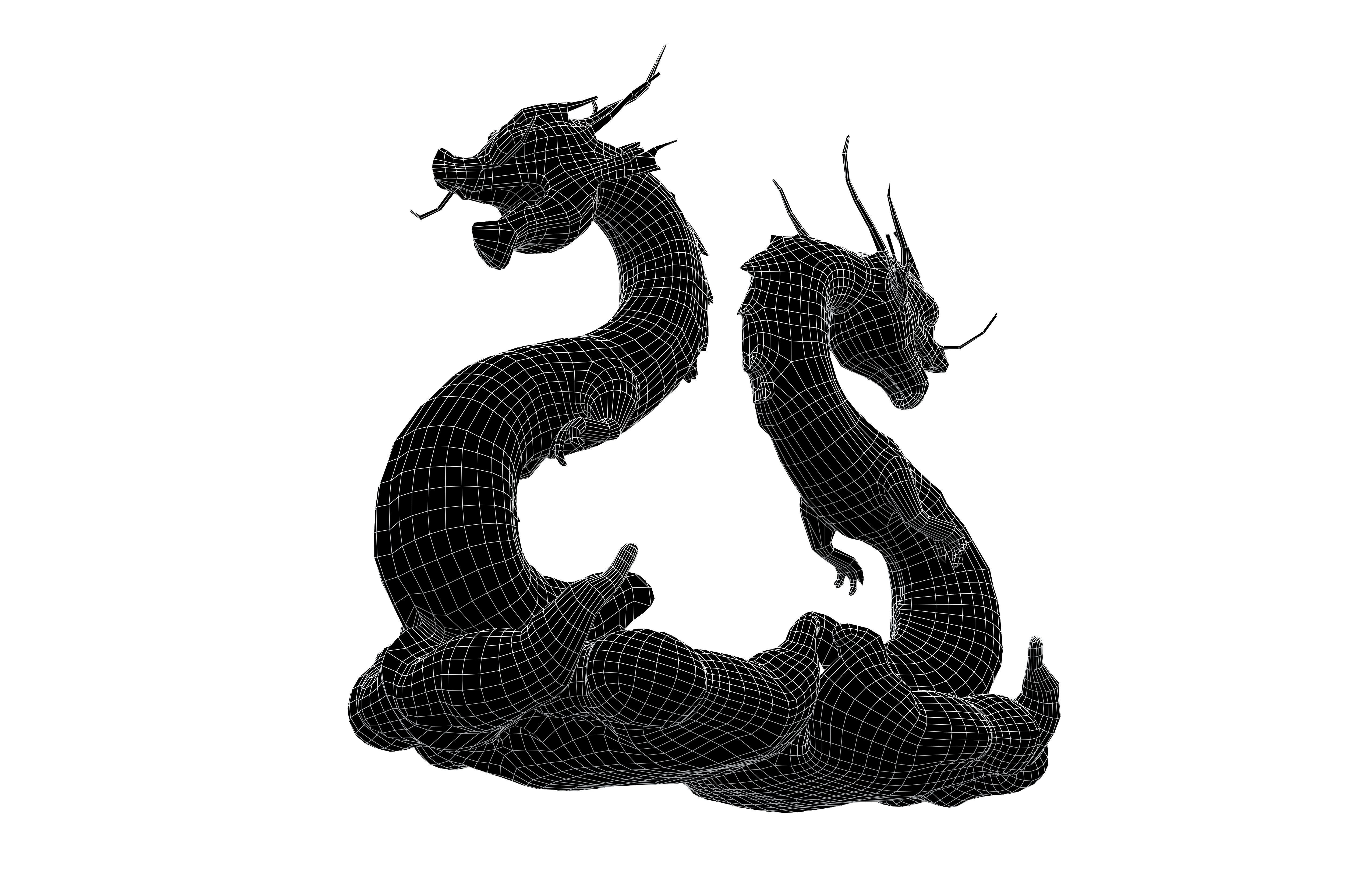 Chinese Dragon Decoration Statue v1 003 Low-poly 3D model_5