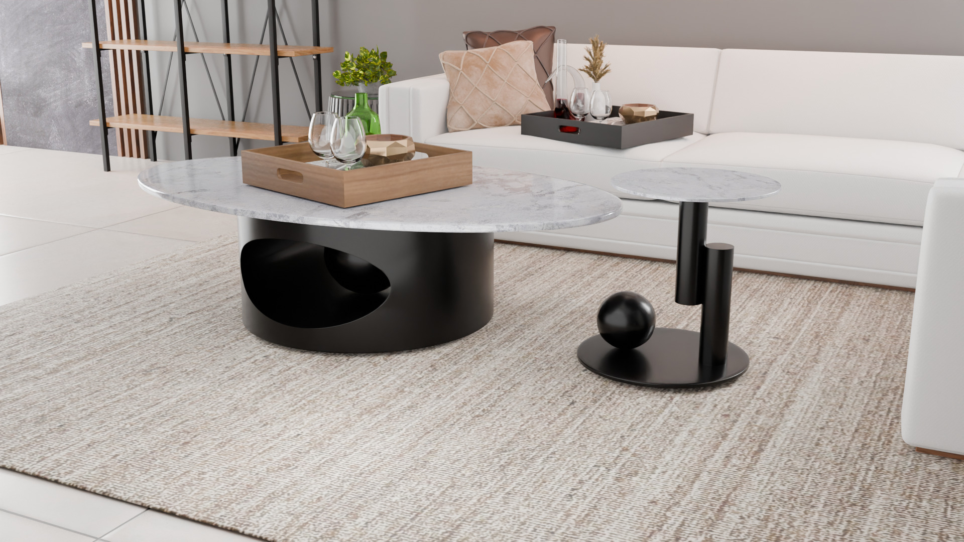 Modern Sculptural Coffee Table Low-poly 3D model_5