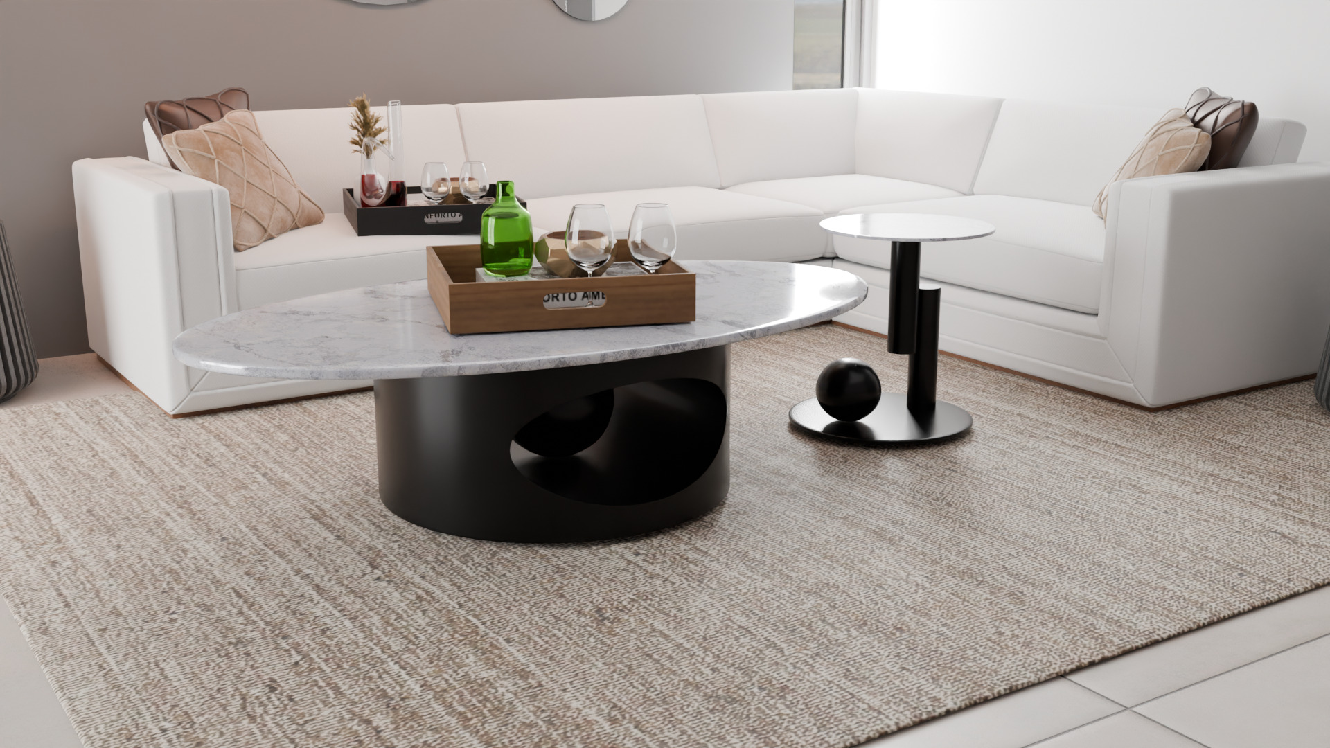 Modern Sculptural Coffee Table Low-poly 3D model_1