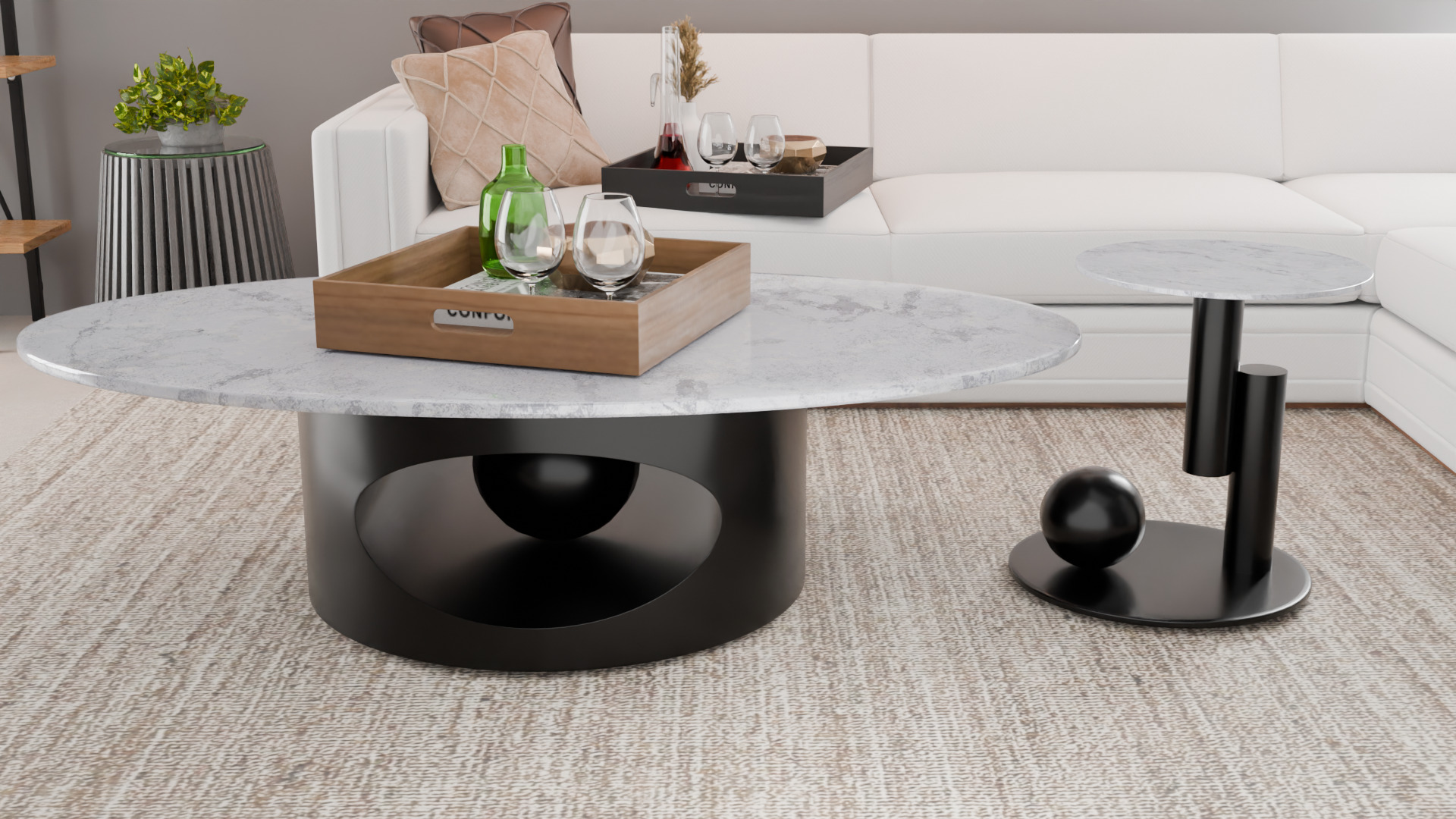 Modern Sculptural Coffee Table Low-poly 3D model_3