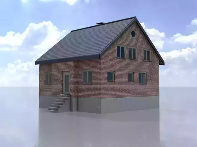 Modern single-family house version 4 R Low-poly 3D model