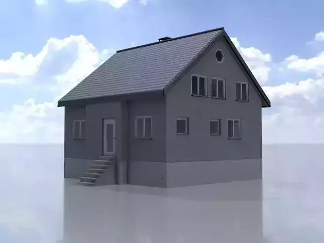 Modern single-family house version 5 R Low-poly 3D model