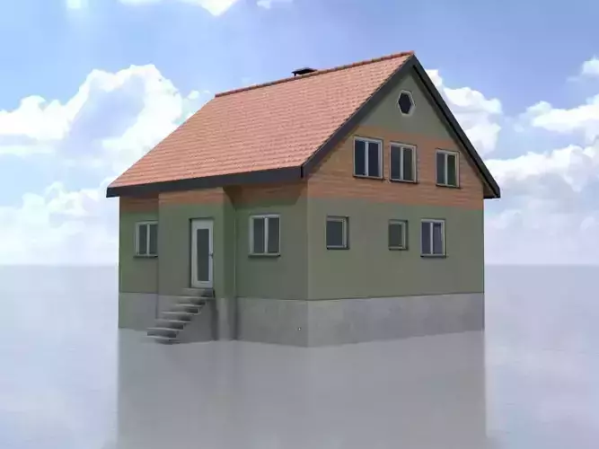Modern single-family house version 6 R Low-poly 3D model